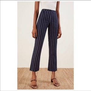 Reformation Verano striped pant navy blue